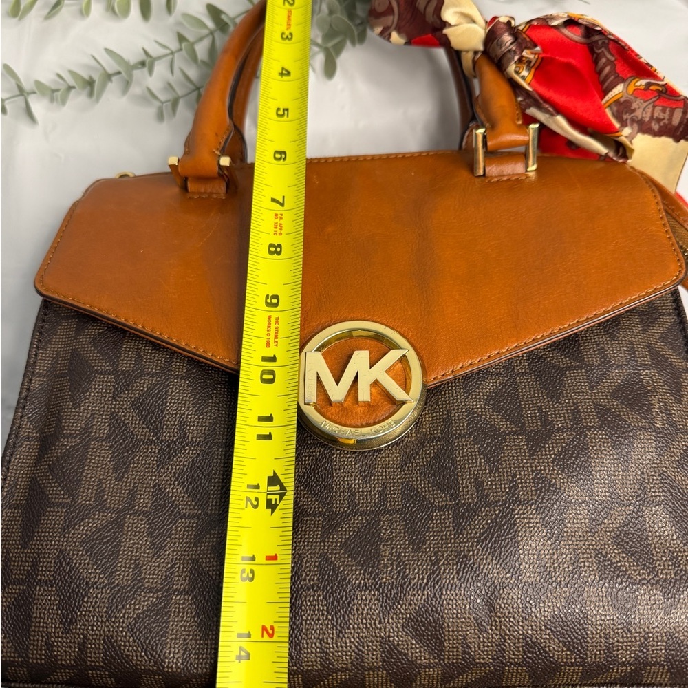 Michael Kors Hudson Medium Brown Signature Logo Satchel Hand Shoulder Bag - Picture 11 of 13